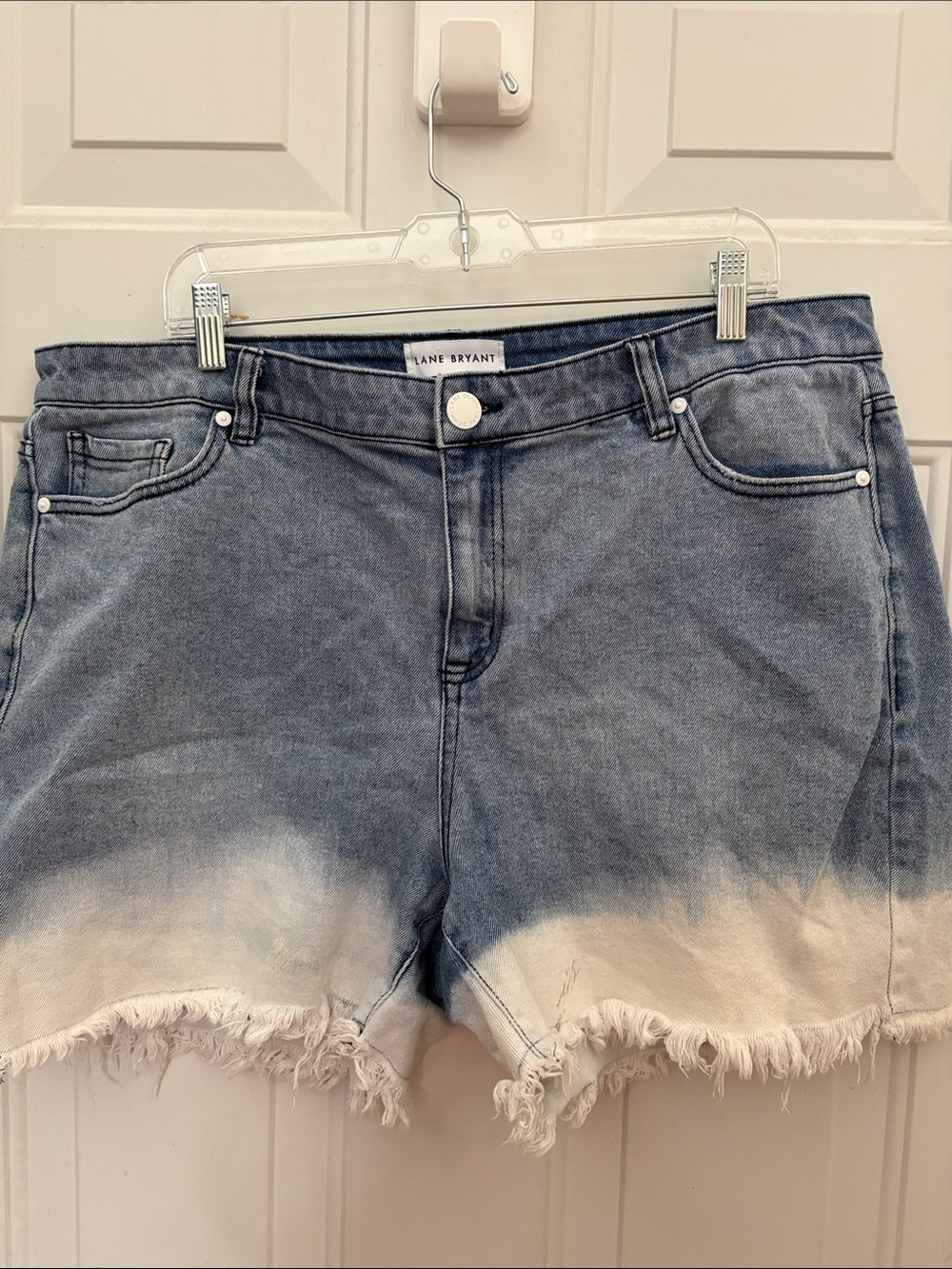 Lane Bryant Blue to Cream Ombre Denim Cutoff Shorts